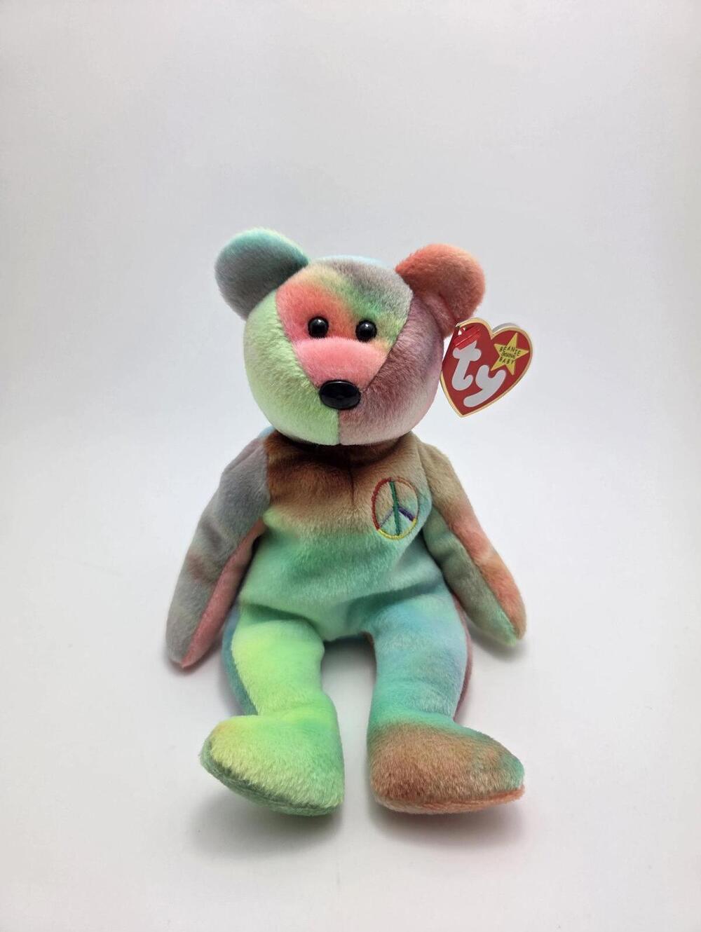 Ty Beanie Baby Peace the Tie-Dye Bear - Made in Indonesia (8.5 inch)
